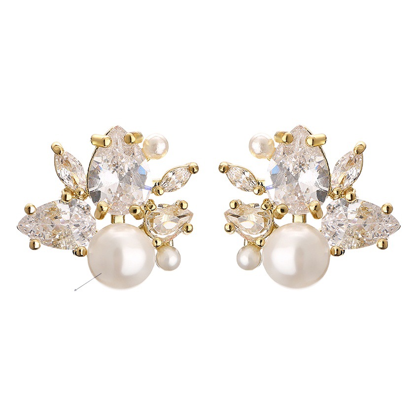 RAKOL Korean version of exquisite small Pearl zircon earrings women's personality simple fashion Joker earrings spot wholesale