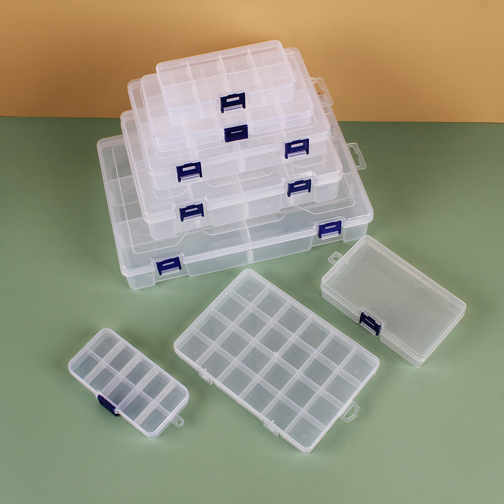 Picture of Transparent plastic 24-grid jewelry storage box electronic components accessories box classification Plaid jewelry box small parts box