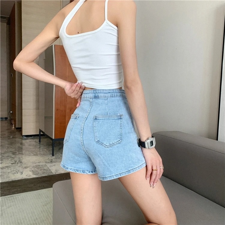 Spice Girls Denim Shorts Women's Summer Thin Korean Style High Waist Elastic Slim-Fit Slimming Spice Girls Tight Hot Pants Trendy Wholesale