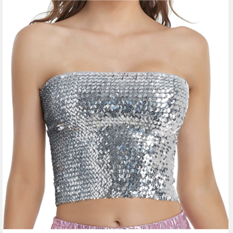 Picture of European and American sequins wrapped chest DS costume party performance tube top Amazon explosion top cross-border women's top
