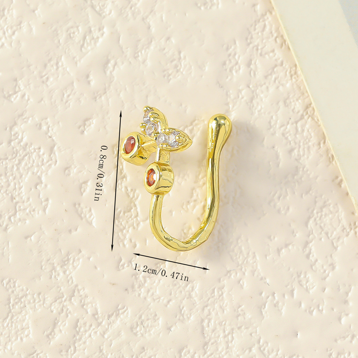 Picture of A copper-inlaid stone-free piercing clip-on nose ring Zirconium cherry nose clip nose ornament false nose ring