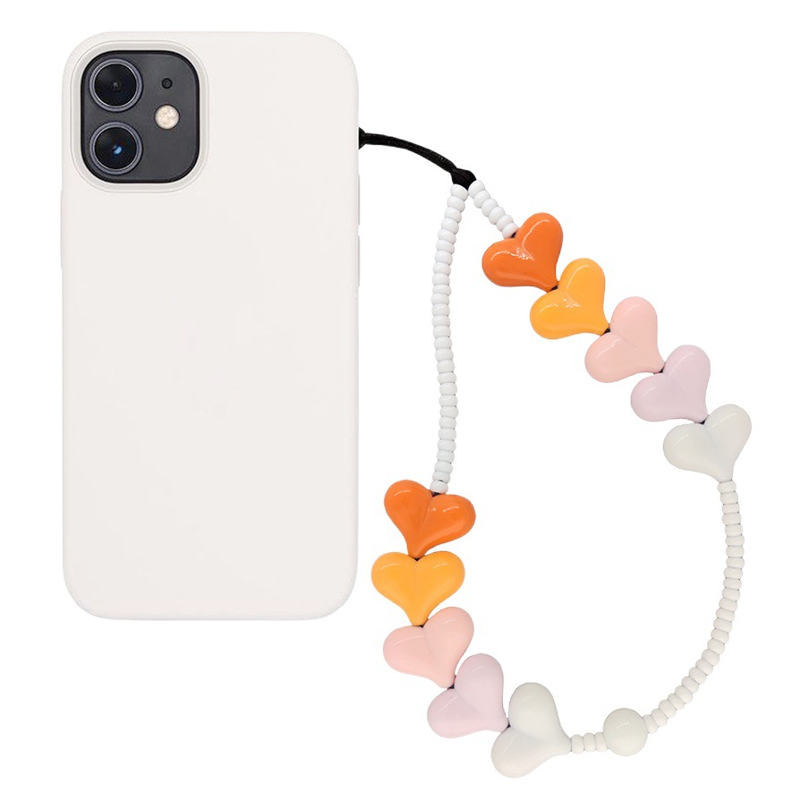 KKBEAD Japanese and Korean style mobile phone chain acrylic love anti-lost mobile phone rope gradient heart-shaped beaded mobile phone lanyard