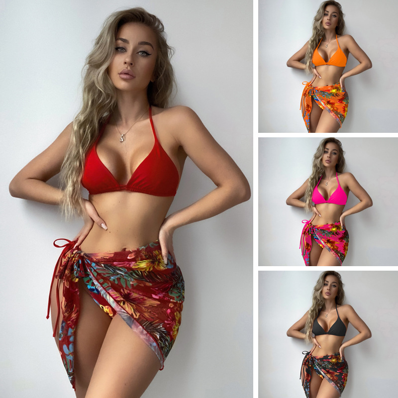 Swimming River 2022 New Three-Piece Bikini Swimsuit Conservative Sexy Swimsuit Printed Slim Swimwear for Women
