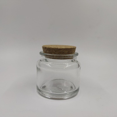 Picture of Brown Cork Scented Candle Glass Jar Handmade Glass Candle Holder Candle Jar Sealed Scented Candle Cup