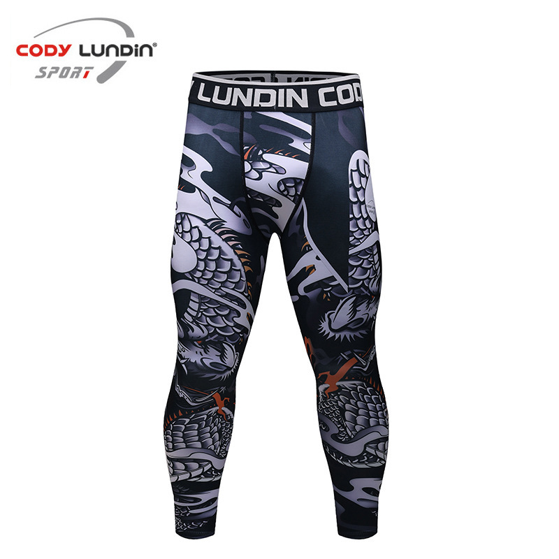 Picture of 2019 Winter new fitness trousers men running yoga 3D printing compression tights wholesale