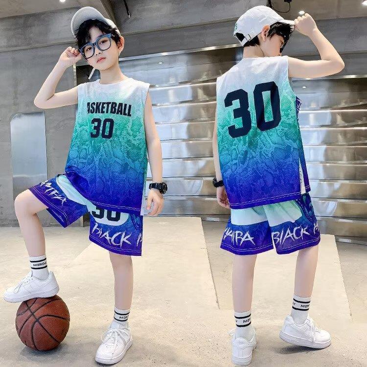 Picture of Summer New Boys' Suit 2024 Vest Ball Clothes Children's Jersey Big Kids Sleeveless Boys Quick-drying Suit