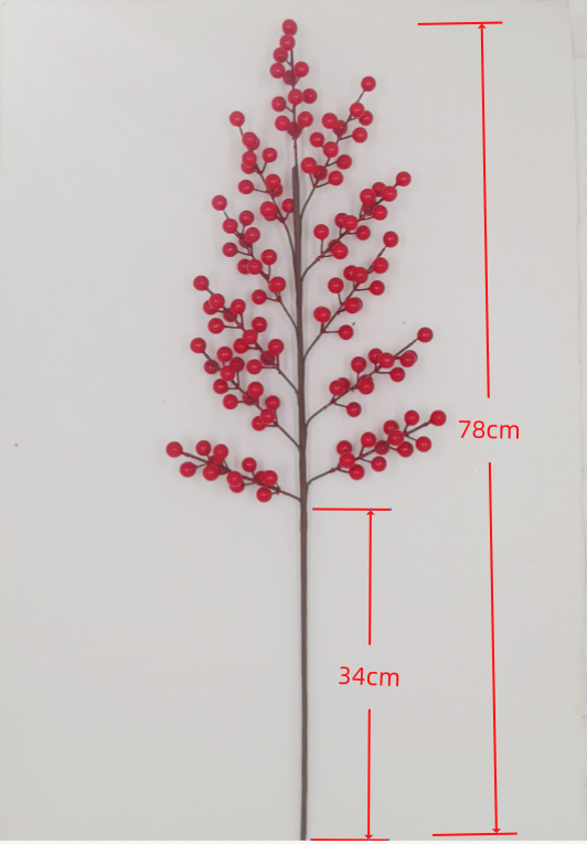 Picture of Factory wholesale multi-fork simulation red fruit fortune fruit Holly fruit Spring Festival decoration simulation flower blessing bucket accessories red fruit