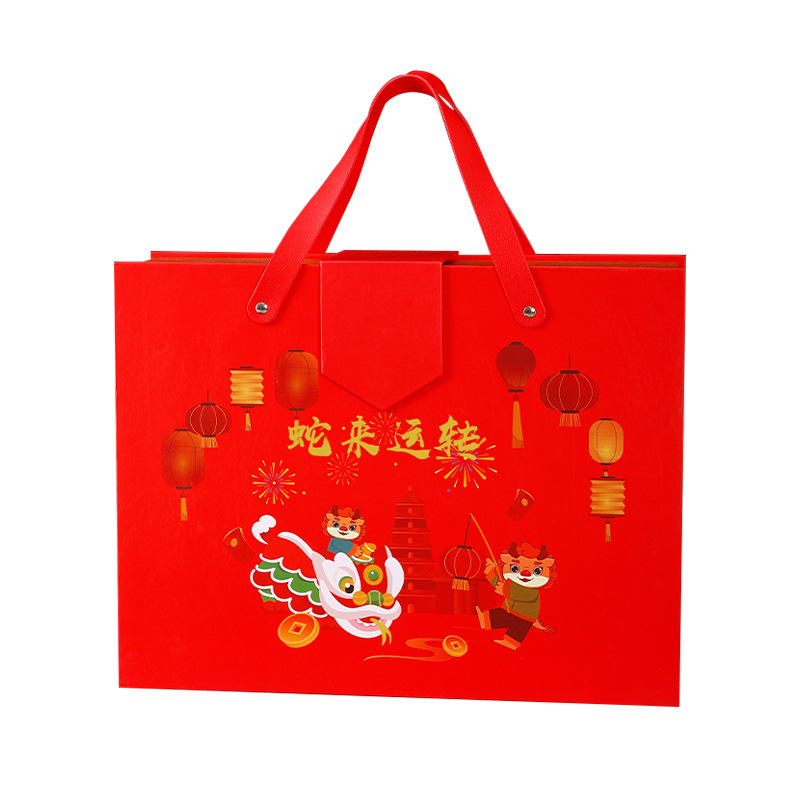 Picture of Dragon Boat Festival Gift Box Custom Empty Box New Year's Suitcase Fruit Packaging Fashion Style Bridesmaid Red Gift Box Wholesale