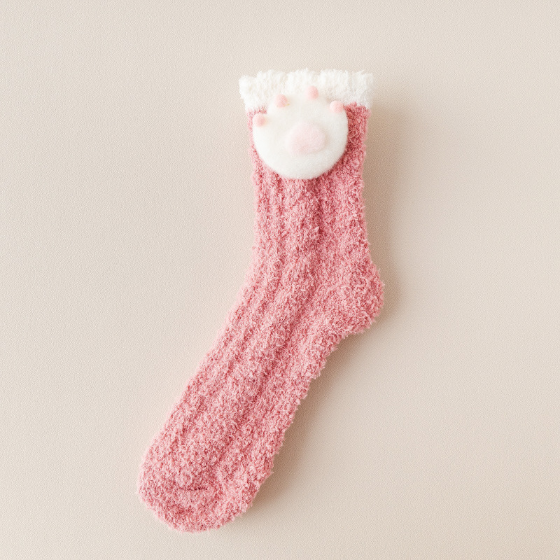 Picture of Coral Velvet Socks Women's Mid-tube Socks Autumn and Winter Home Japanese Cute Moon Socks fleece-lined Thickened Warm Christmas Socks