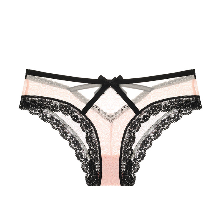 Picture of French Style Sexy Bow Romantic Lace Ultra-thin Breathable Comfortable Women's Low Waist Briefs