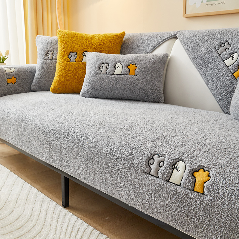 Picture of Lamb Velvet Winter Sofa Cushion Non-Slip Cushion 2025 New All-Inclusive Sofa Cover Full Cover Cloth Wholesale Soft