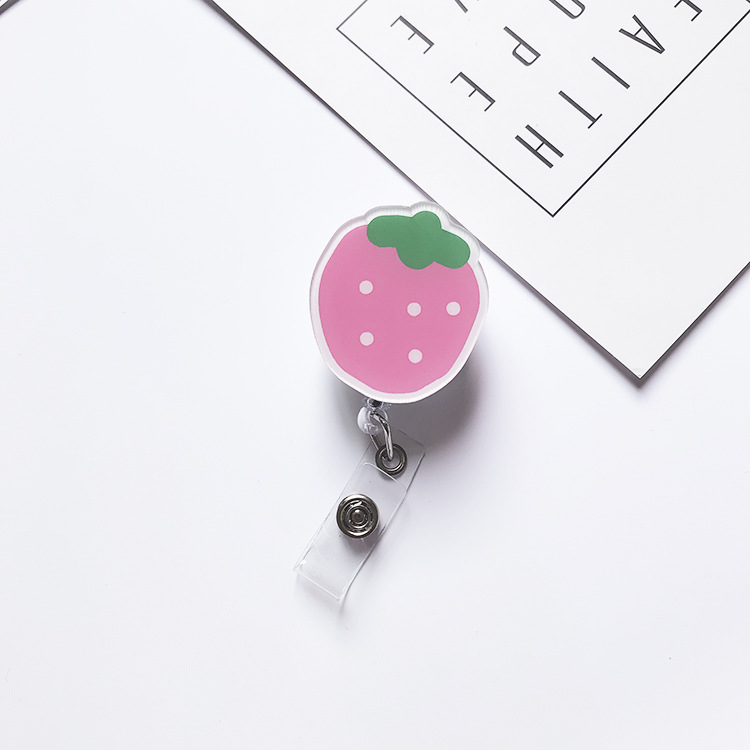 Picture of Retractable Easy Pull Buckle Cartoon Simple Small Flower ID Card Set Buckle Doctor Nurse Breast Card Work Card Clip