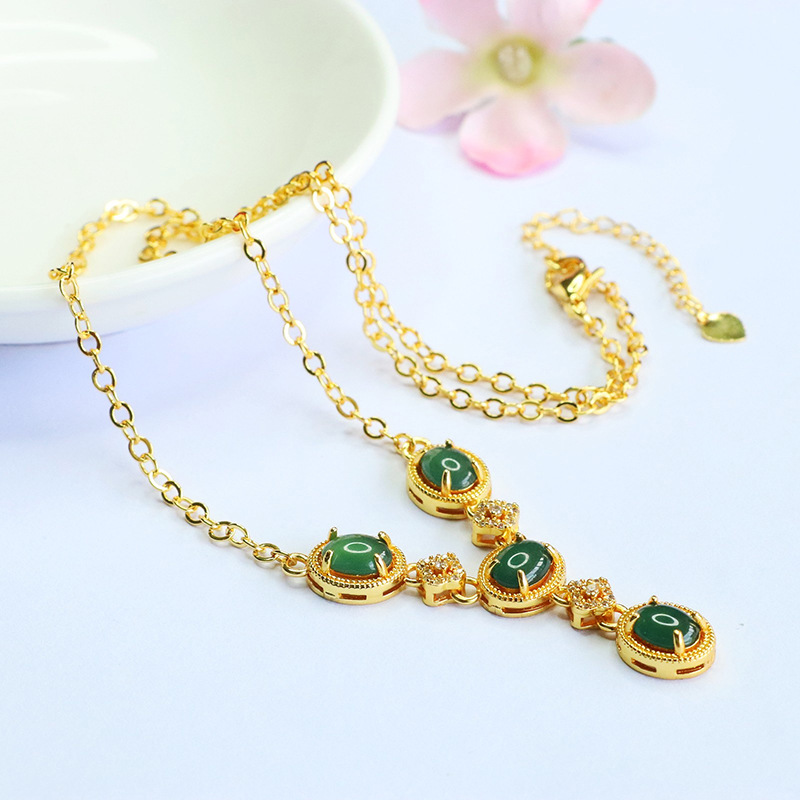 Picture of Juanyu Natural A-Grade Jade Necklace Blue Water Jade Collarbone Chain Kuaishou Douyin Live Wholesale Fc5062401L