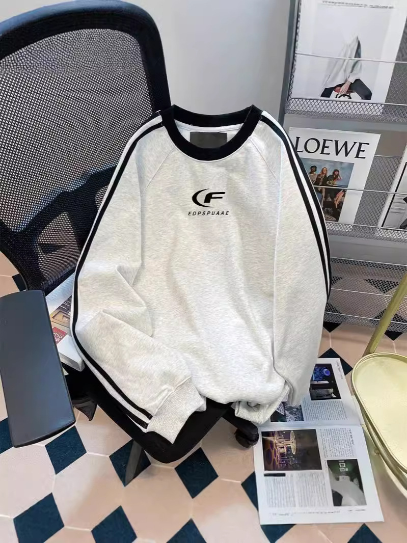 Picture of 2024 New Cotton Three Bars Women's Looser Printed T-Shirt Sweat Fashion Brand Autumn and Winter Round Neck Long Sleeve Top