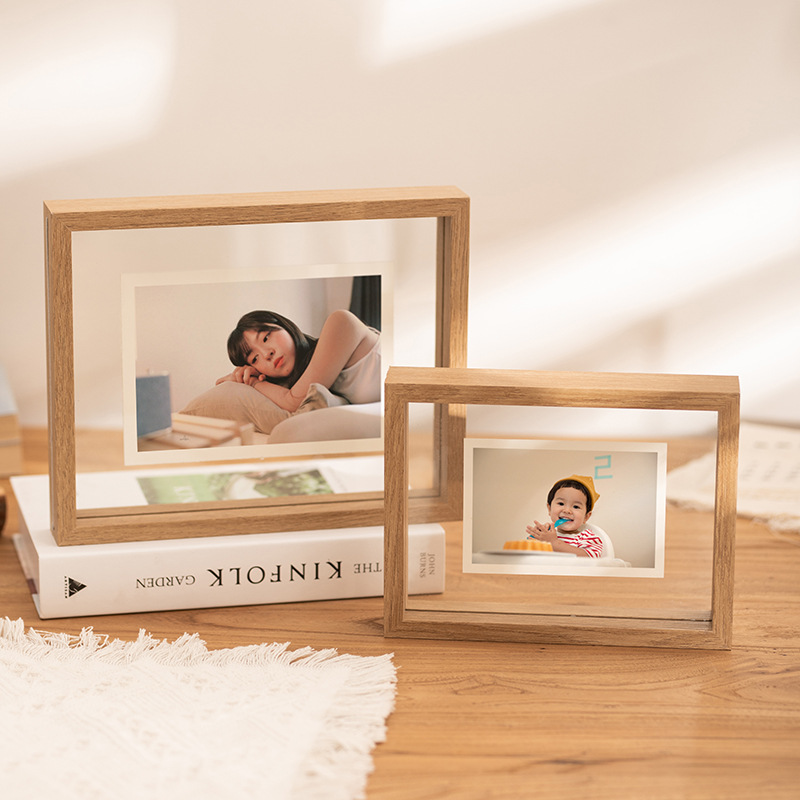 Double-sided Transparent Photo Frame 6 Inch 8 Calligraphy and Painting Calligraphy Ornaments Real Glass Photographed Display Stand Photo Small Frame