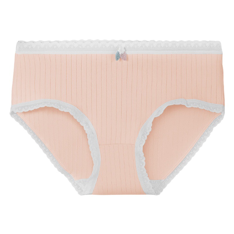 Pure Cotton Underwear Women's All Cotton Summer Thin Seamless Triangle Shorts Breathable Cute Mid-Waist Women's Underwear