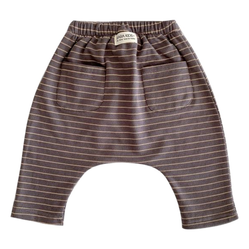 Picture of Baby's big pp pants winter clothing infant plus velvet harem pants children's winter thickened pants baby striped harem pants