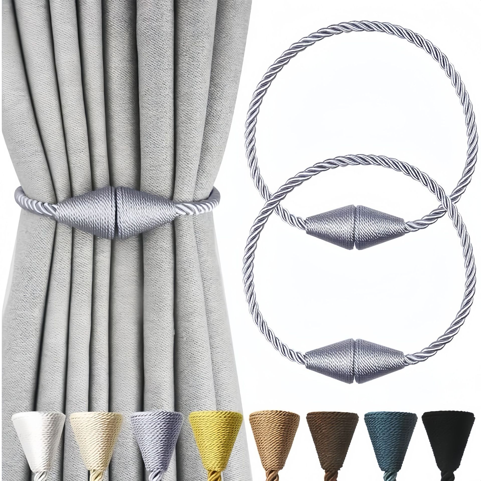 Factory in stock supply triangular cylindrical curtain strap curtain magnet buckle installation-free curtain buckle curtain accessories