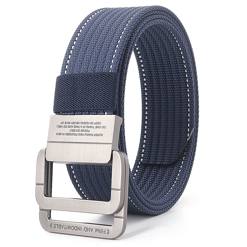 Picture of Alloy double loop buckle belt men's Korean woven nylon tactical sports outdoor pants belt canvas wholesale men's