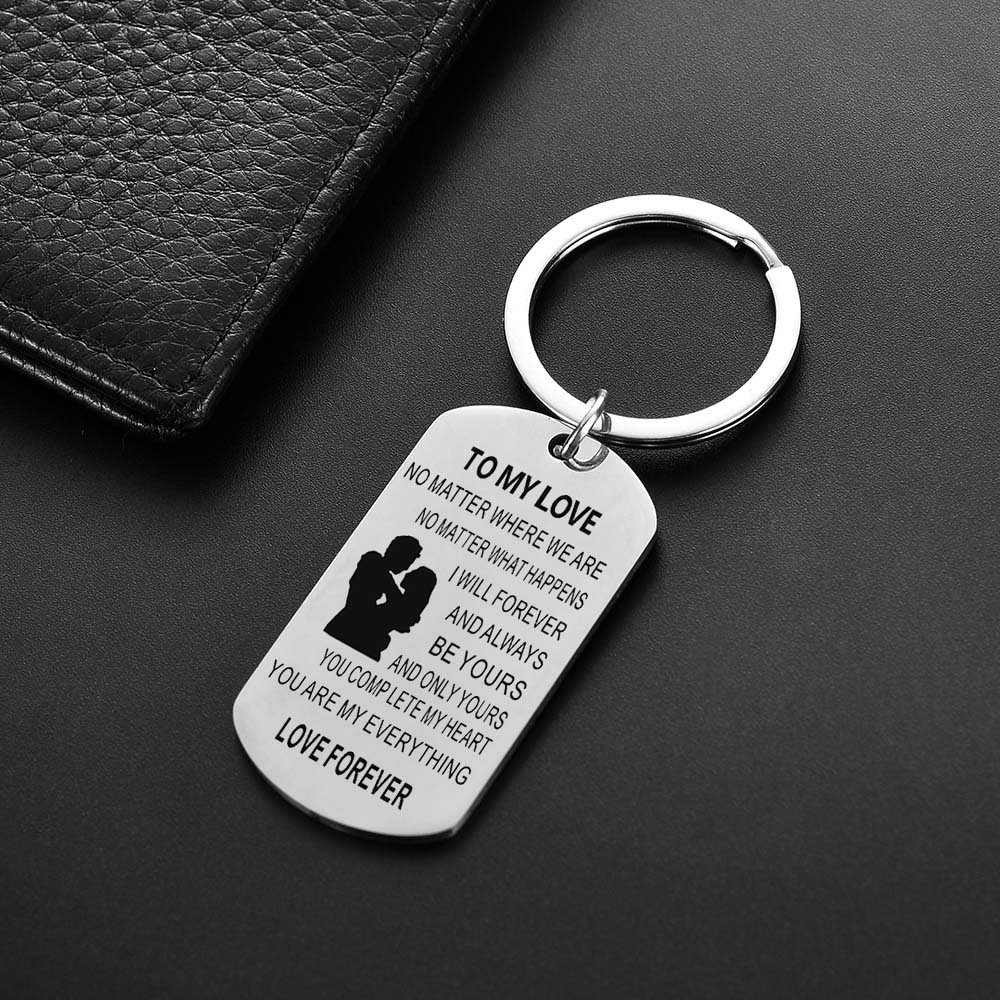 Picture of Cross-border Stainless Steel Keychain TO MY LOVE NO MATTER WHERE Couple's Gift Keychain