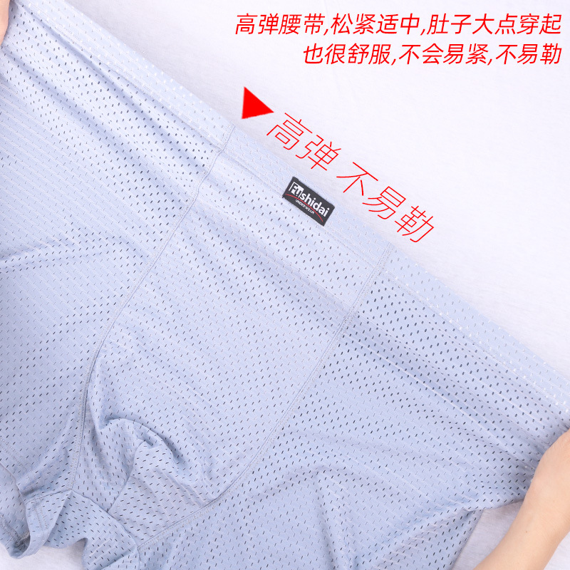 Picture of Mesh Ice Silk Underwear Men's Large Size Boxer Briefs Big Fat Man Nylon Large Breathable Summer 200kg