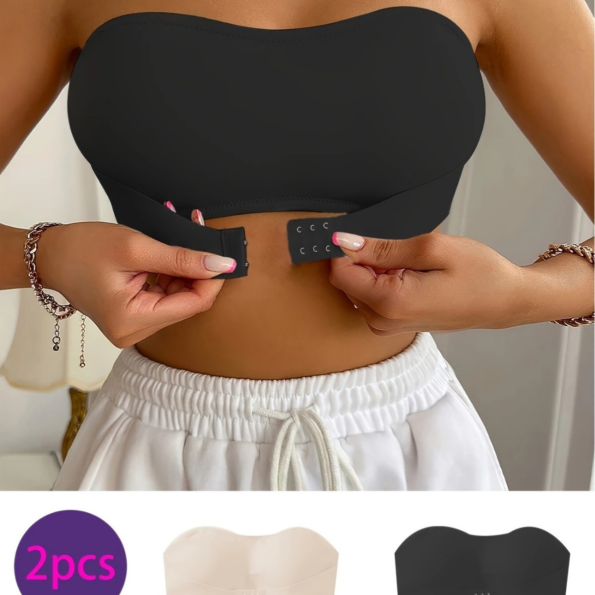 Cross-Border Wholesale Amazon European and American Sexy Front Button Underwear Strapless Non-Slip Sexy Push-Up Breast-Wrapped Women's Bra