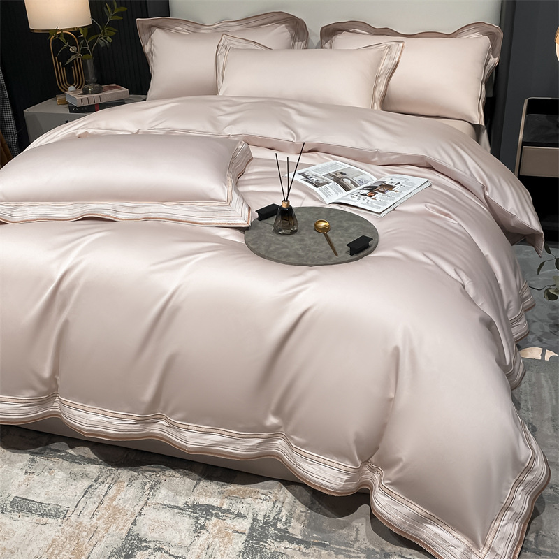 Picture of 210 Light Luxury Long-staple Cotton Cotton Four-piece Set Maternal and Infant Grade A Pure Cotton Bed Sheet Quilt Cover Satin Bedclothes 4-piece Set