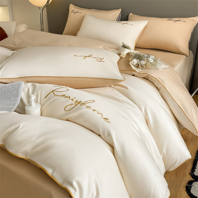 Picture of Light luxury 120 long-staple cotton quilt cover single piece pure cotton quilt cover solid color double-piece quilt cover Nantong bedding