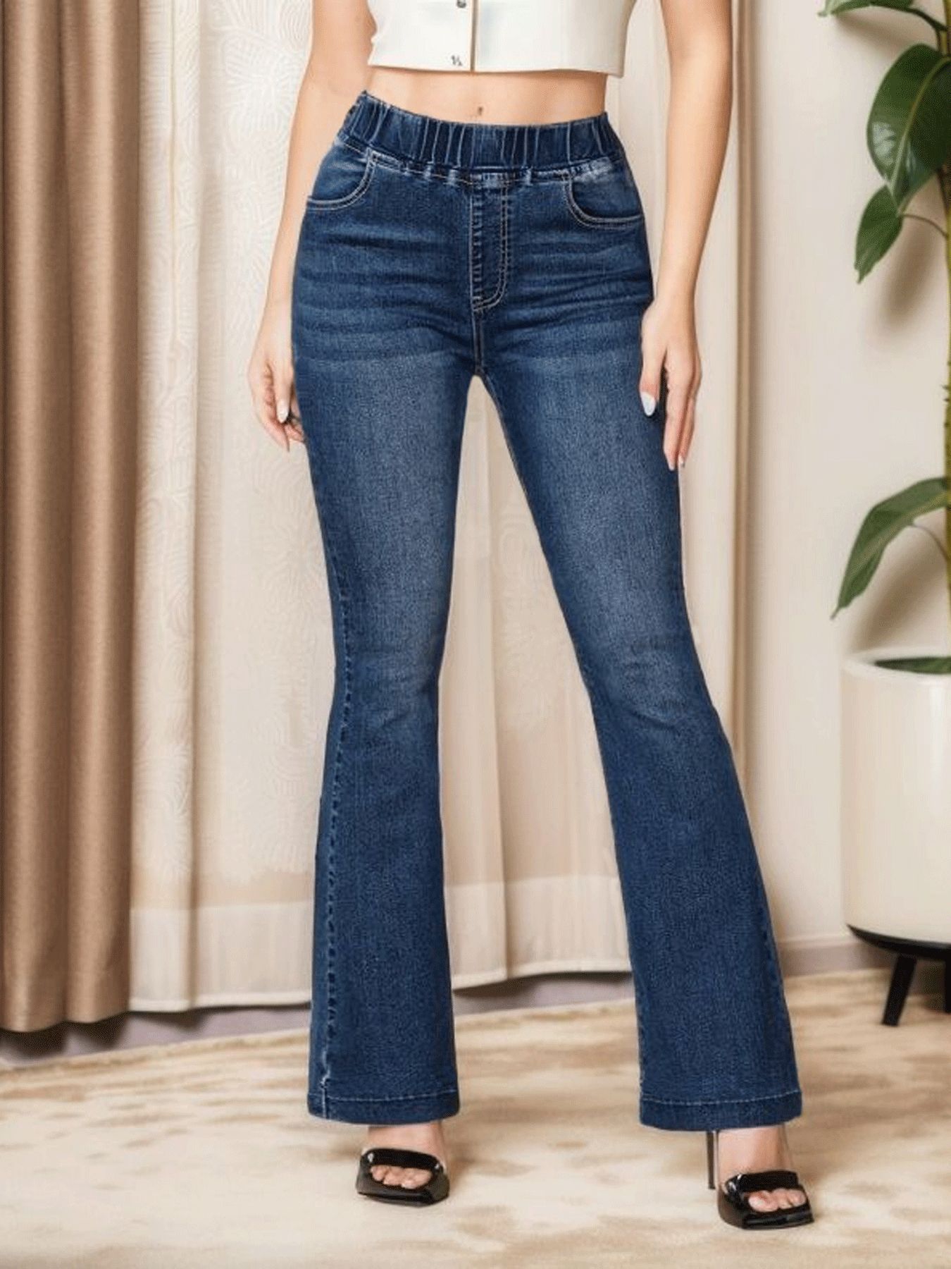 Cross-Border Exclusive for Amazon Independent Station High-Quality Elastic Waist High-Elastic Jeans Women's Slim-Fitting Hip-Lifting Pants