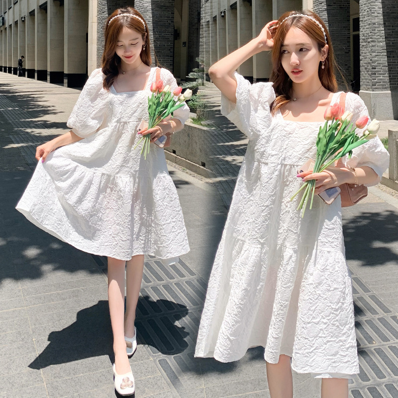 Picture of Maternity Dress Summer Dress Short-sleeved Elegant Outer Wear Loose All-match plus size Spring Fashion High-end Sense Midi dress