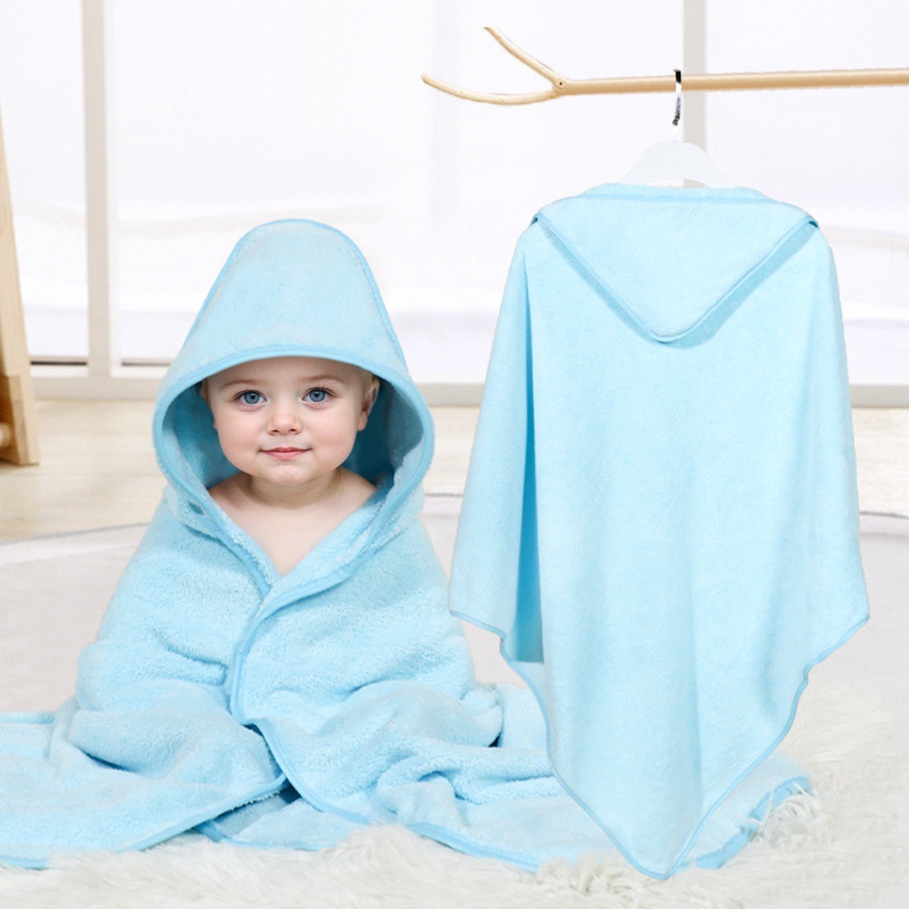Picture of Baby Cartoon Bag Blanket Coral Fleece Absorbent Children's Bath Towel Embroidered Blanket with Hood Cloak Soft Newborn Blanket