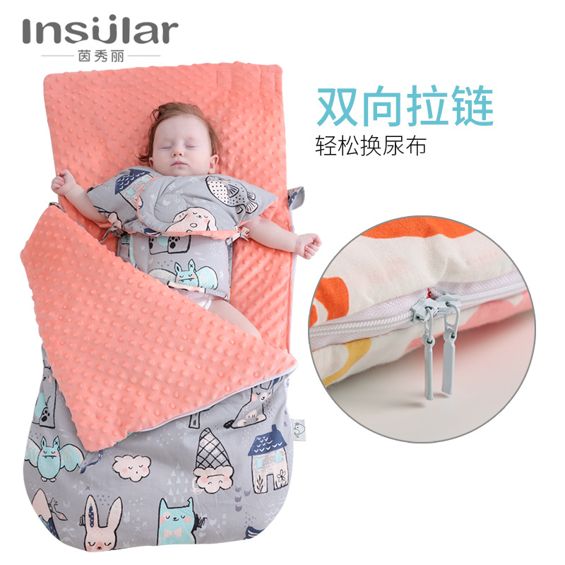 Picture of Baby Doudou Blanket Cotton Thickened Anti-startling Baby Sleeping Bag Autumn and Winter Dual-use Newborn Sleeping Bag Wholesale