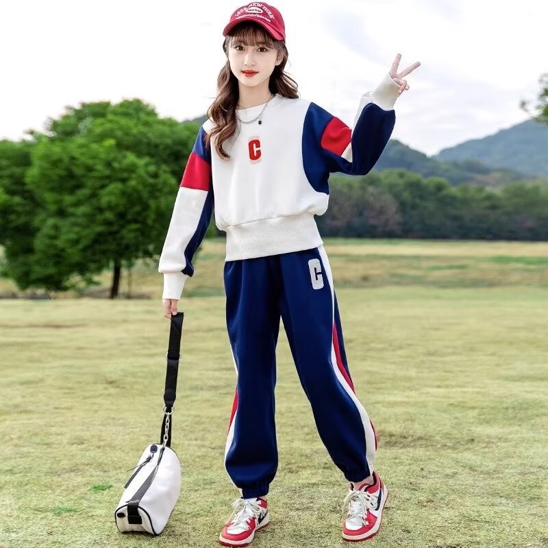 Picture of Girls' suit 2024 new spring and autumn Western style sports Children's Online Red fried street two-piece set Wholesale