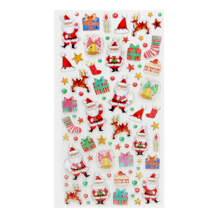 Picture of Spot Wholesale Christmas Stickers DIY Hot Stamping Transparent Decorative Gifts Pvc Cartoon Kidsren Reward Christmas Stickers