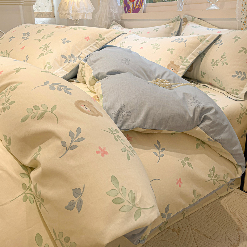 Cartoon Cotton Four-piece Bedding 100 Cotton 2025 New Children's Bed Sheet Quilt Cover Dormitory Three-piece Set 4