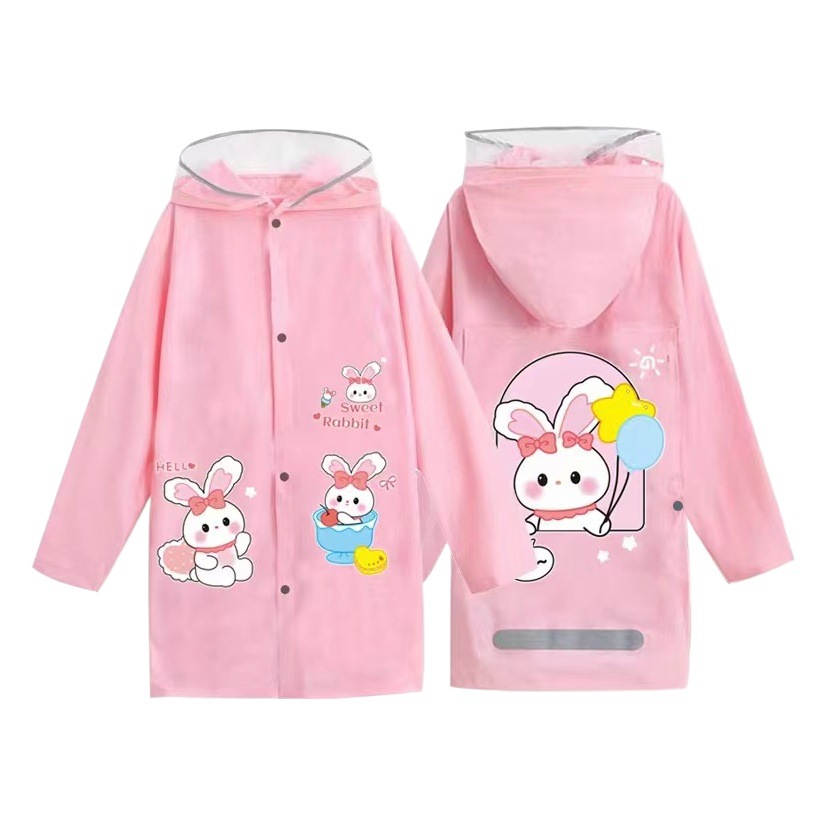 New cute medium and large children's raincoat super cute boys and girls poncho big brim lengthened big schoolbag