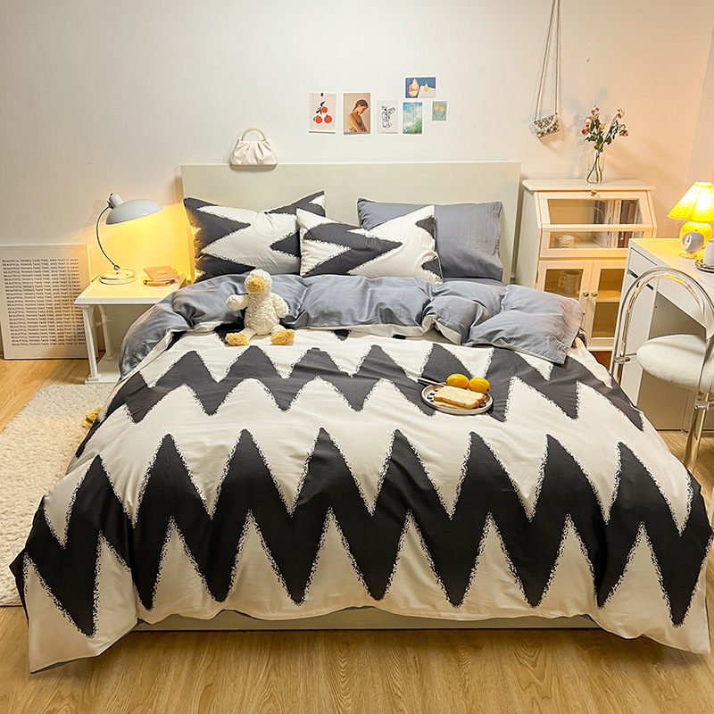 Picture of Nantong bed four-piece cotton sheet Nordic style 100 cotton four-piece set three-piece set Wholesale