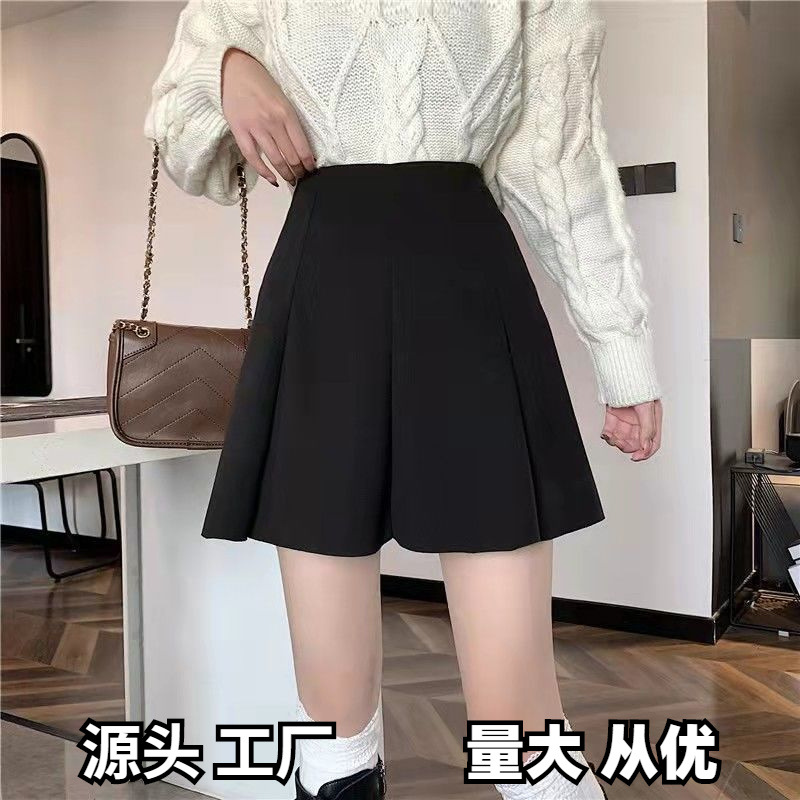 Autumn and Winter New Style Skirt Fashionable All-match Short Skirt High Waist Hip Covering Slimming Skirt Anti-running Light Academic Style Pleated Skirt