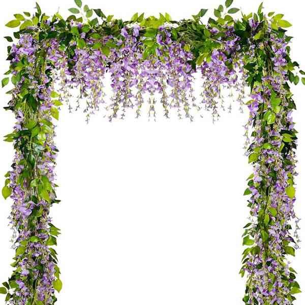 Picture of Simulation wisteria flower false Flower Vine decorative flower winding hanging flower plastic flower Vine string flower plant pipe shading flower