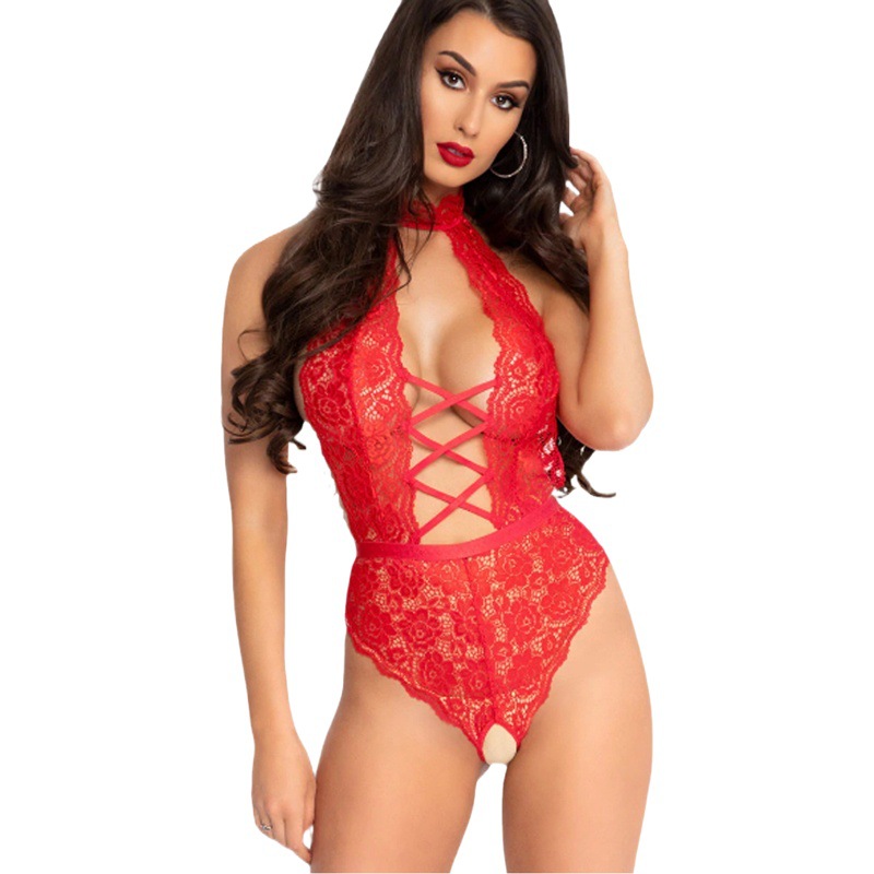 Cross-Border Amazon Sexy Lingerie Jumpsuit, Sexy Temptation, Lieerie Sex Toy, Open-End, No-Take-Off Lace