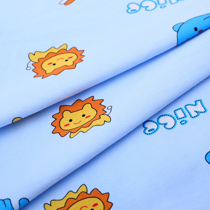 Picture of Lycra Cotton Pull Frame Spandex Jersey Printed Infant Stretch Knitted Cloth Children's Underwear T-Shirt Short-Sleeved Fabric