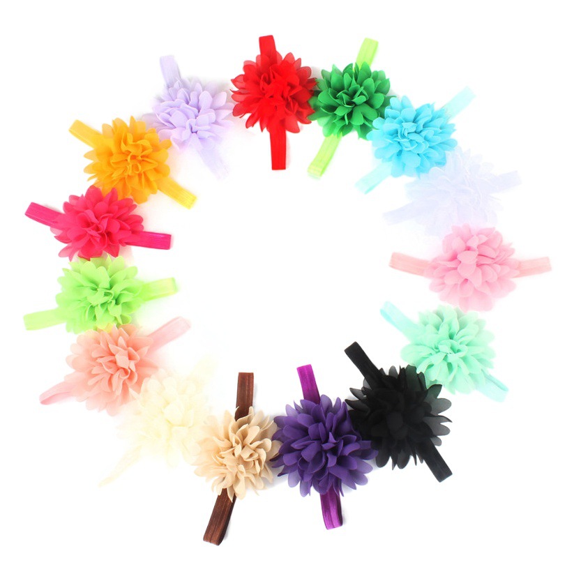 New Baby Hair Band Hair Accessories European and American Children Chiffon Head Flower Baby Elastic Hood Baby Hair Band