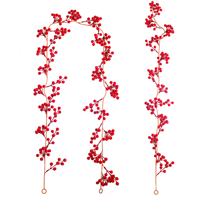 Picture of Artificial Christmas Red Fruit Berry Rattan Cross-border Christmas Atmosphere Decoration Home Decoration Christmas Red Fruit Rattan