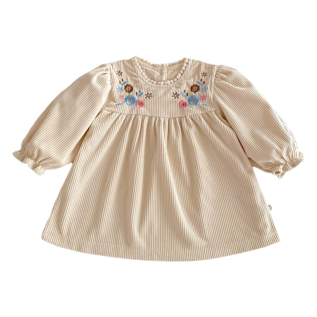 Baby Girl Knitted Dress Winter New Style Kidsren's Style Single-Breasted New Year's Sweater Dress Cute Baby Clothes