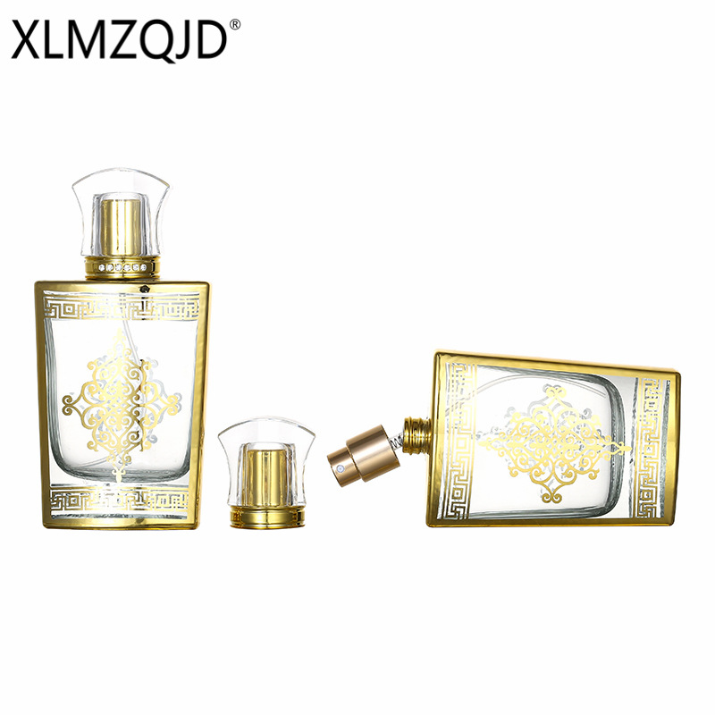 Picture of Spot supply XB811-50ml plating gold pattern glass bottle/sub bottle/spray bottle/press empty bottle