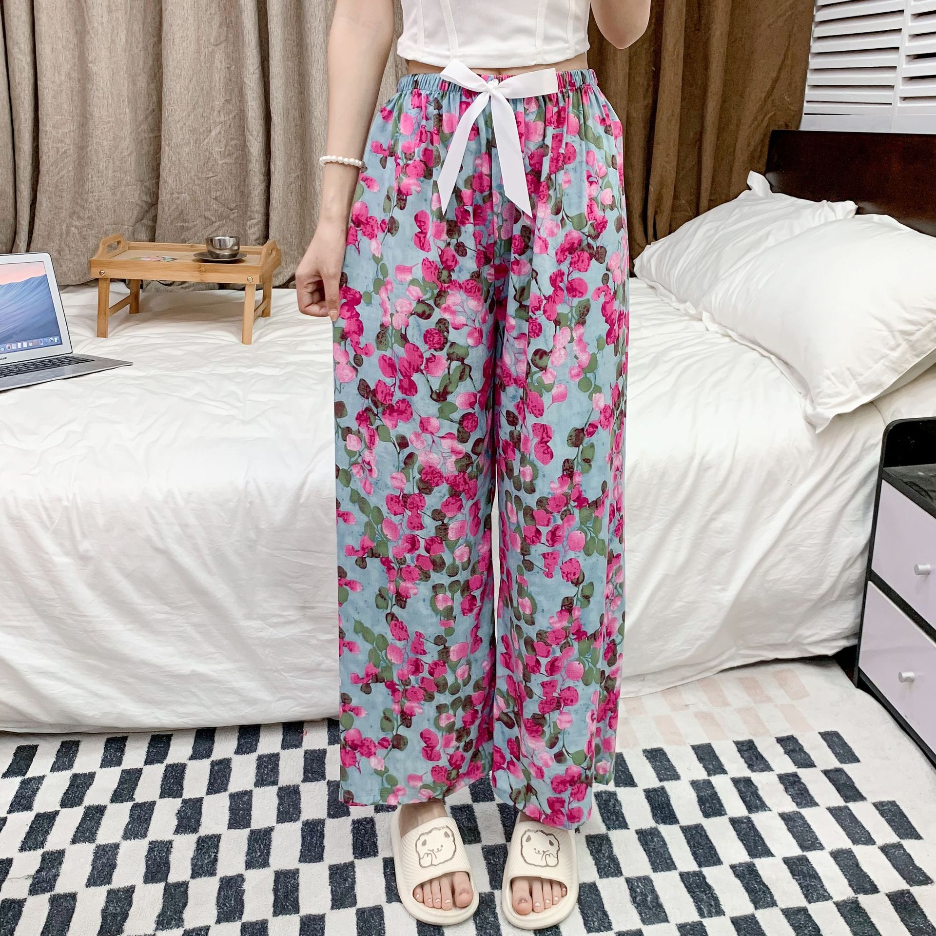 Picture of Cotton Silk Pajama Pants Women's Summer New Large Size Loose Pants Pregnant Women Can Wear Ram Cotton Thin Pants