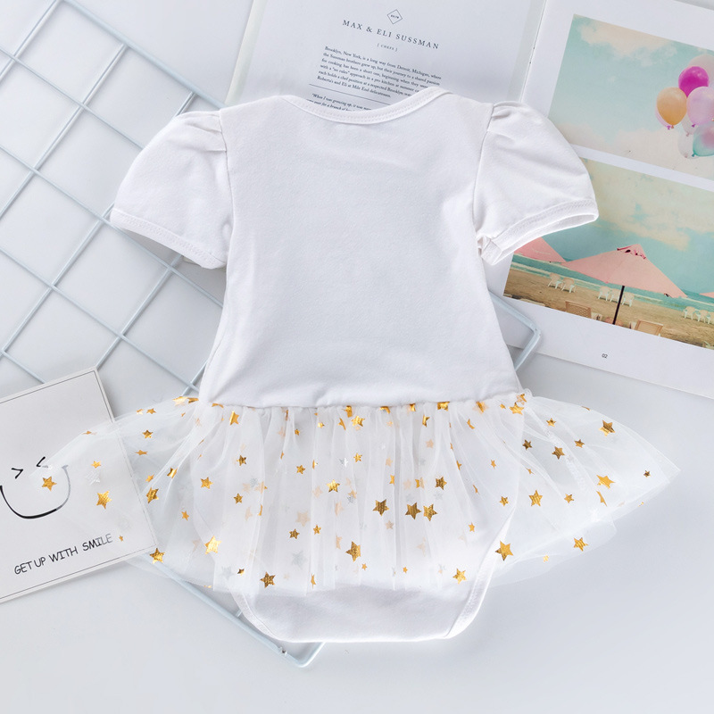 Picture of Amazon Children's Clothing Children's Dress Baby's Holiday White Dress Three-Piece Set Baby One-Year-Old Dress Pouchsuit Set