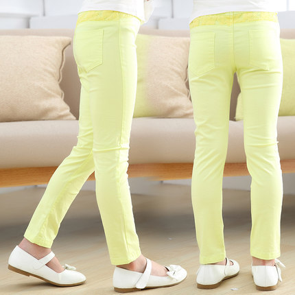 Picture of Girls' Pencil Pants Spring and Summer Thin Children's Summer Outer Skinny Pants Tight Stretch Candy Color Children's Leggings