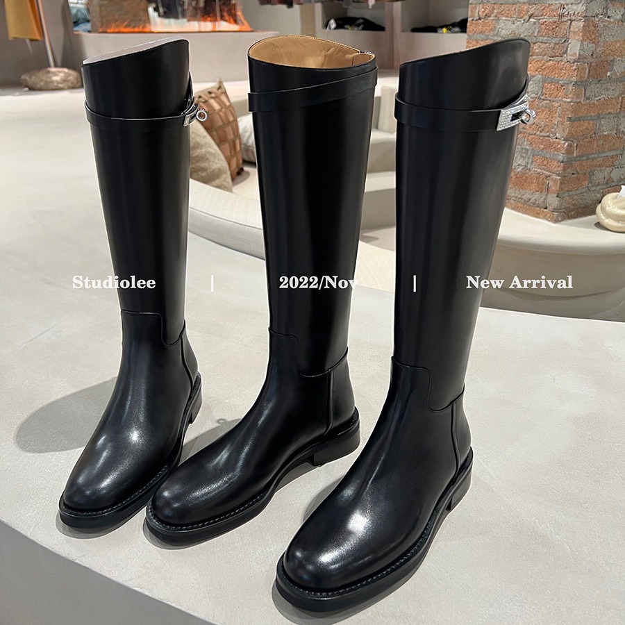 Picture of Grape Mom Boots Thick Heel Zipper 2023 New Diamond Buckle High Barrel Knight Boots Thick Bottom Slimming Boots Women
