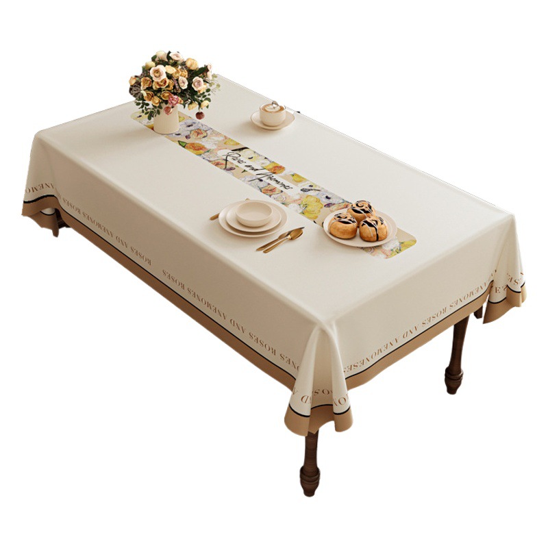 Sheepskin tablecloth light luxury high-grade washable waterproof oil-proof anti-scald high-grade leather tablecloth rectangular tablecloth